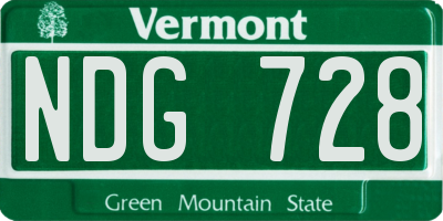 VT license plate NDG728
