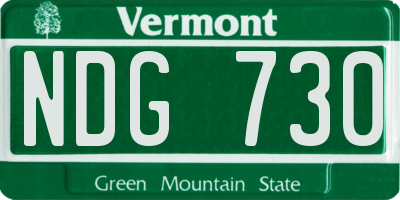 VT license plate NDG730
