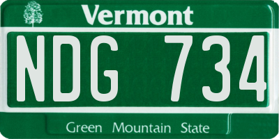 VT license plate NDG734