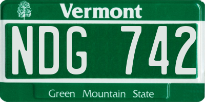 VT license plate NDG742