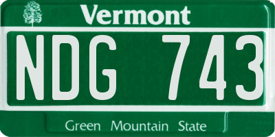 VT license plate NDG743