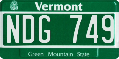 VT license plate NDG749