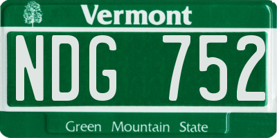 VT license plate NDG752