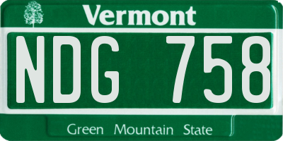 VT license plate NDG758