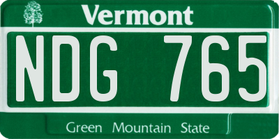 VT license plate NDG765