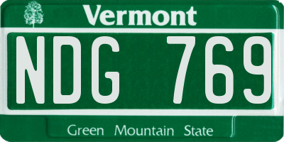VT license plate NDG769