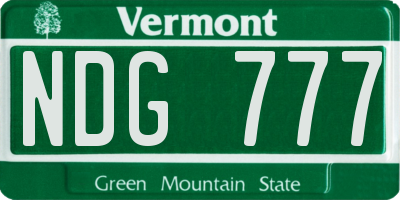 VT license plate NDG777