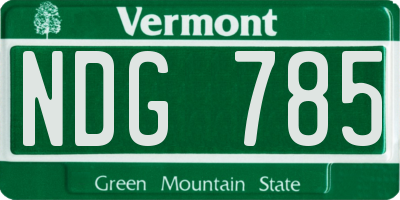 VT license plate NDG785