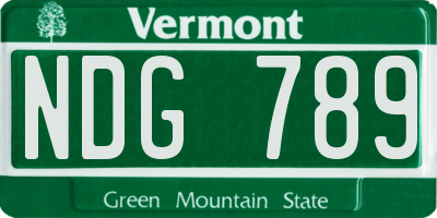 VT license plate NDG789