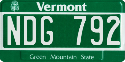 VT license plate NDG792