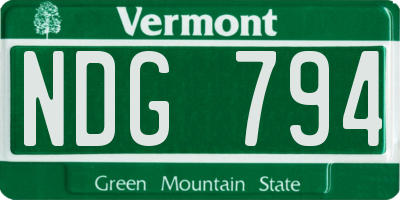 VT license plate NDG794