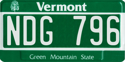 VT license plate NDG796