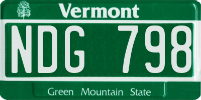 VT license plate NDG798