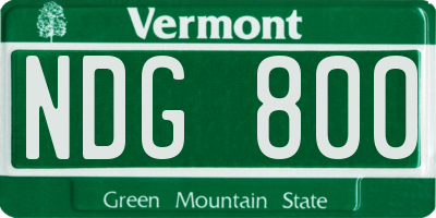VT license plate NDG800