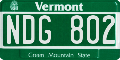 VT license plate NDG802