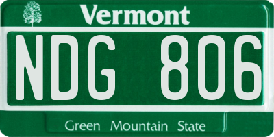 VT license plate NDG806