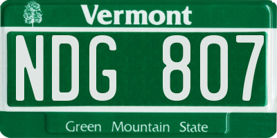 VT license plate NDG807