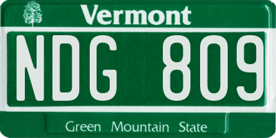 VT license plate NDG809