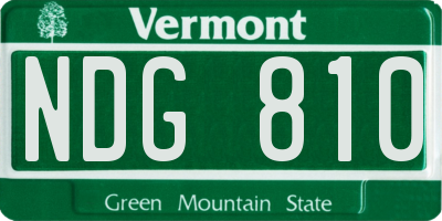 VT license plate NDG810
