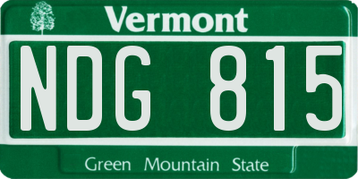VT license plate NDG815