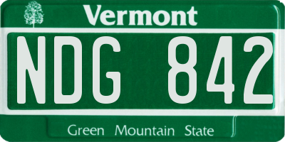 VT license plate NDG842