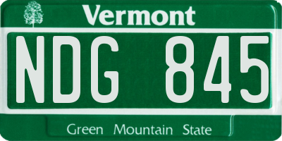 VT license plate NDG845