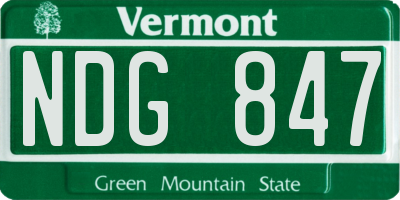 VT license plate NDG847