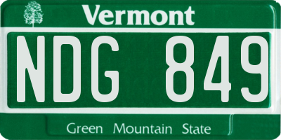 VT license plate NDG849