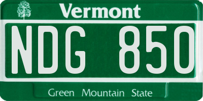 VT license plate NDG850