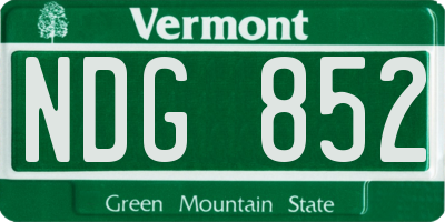 VT license plate NDG852