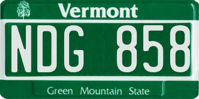 VT license plate NDG858