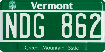 VT license plate NDG862