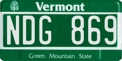 VT license plate NDG869