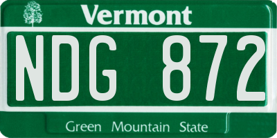 VT license plate NDG872