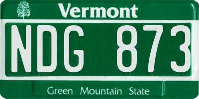 VT license plate NDG873