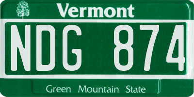 VT license plate NDG874