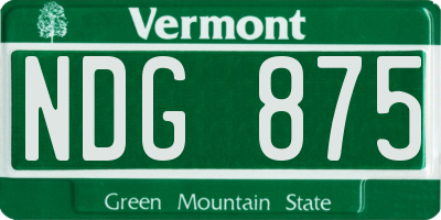 VT license plate NDG875