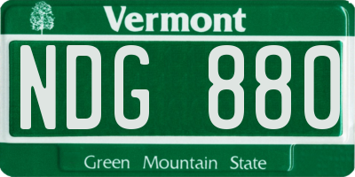 VT license plate NDG880