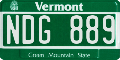 VT license plate NDG889