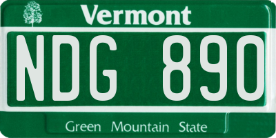 VT license plate NDG890