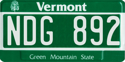 VT license plate NDG892