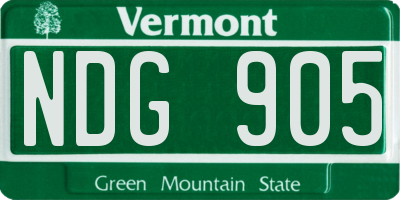 VT license plate NDG905