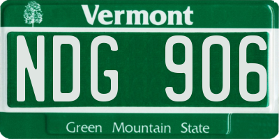 VT license plate NDG906