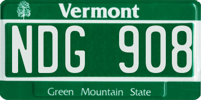 VT license plate NDG908