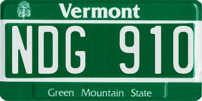 VT license plate NDG910