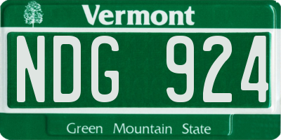 VT license plate NDG924