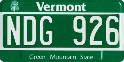 VT license plate NDG926