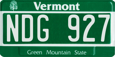 VT license plate NDG927