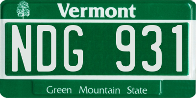 VT license plate NDG931