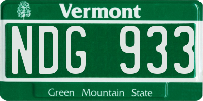 VT license plate NDG933